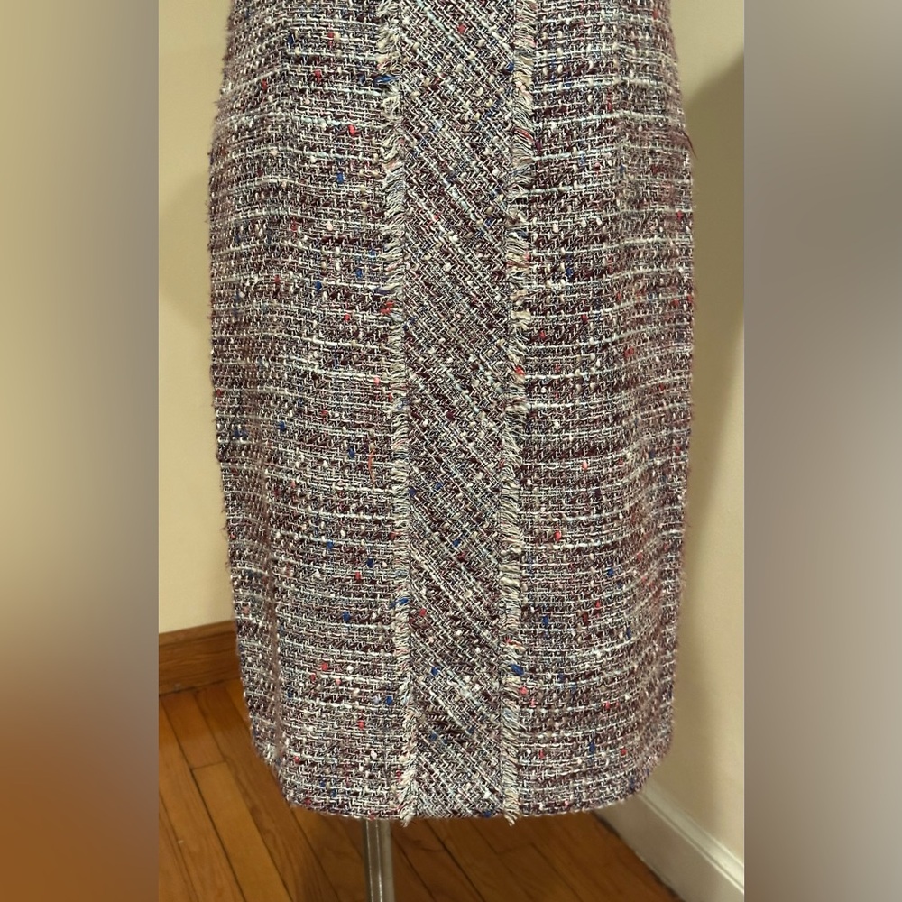 KARL LAGERFELD Short Sleeve Tweed Midi Shift Dress Sz. 8 - Picture 2 of 15